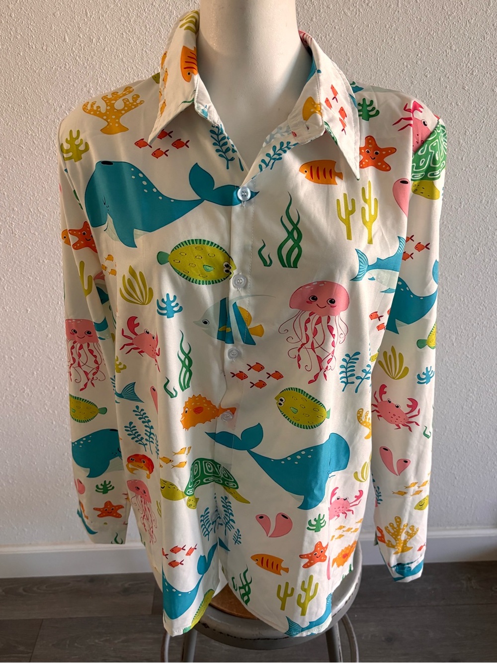 Ocean Creatures Print Button-Up Top 🐳 🐙
